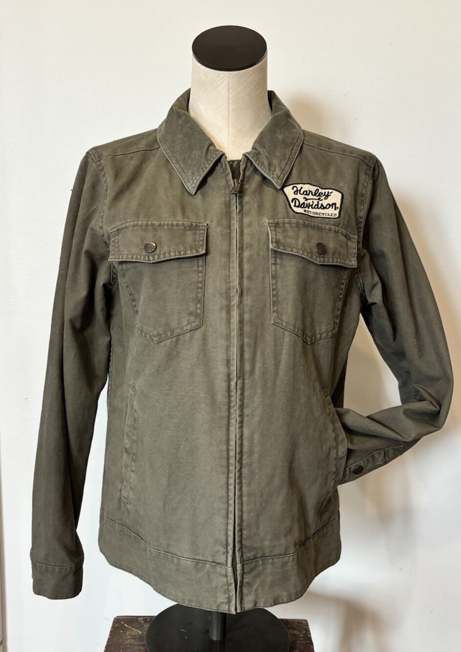 Harley Davidson Ladies Mechanic Canvas Jacket Women's Size Med Green Grape Leaf